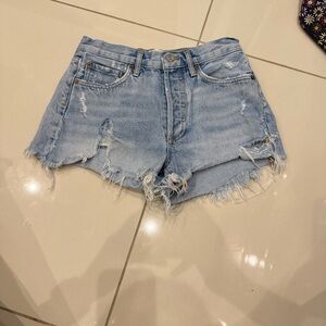 Agolde Distressed Denim Shorts in Light Blue Parker in swapmeet